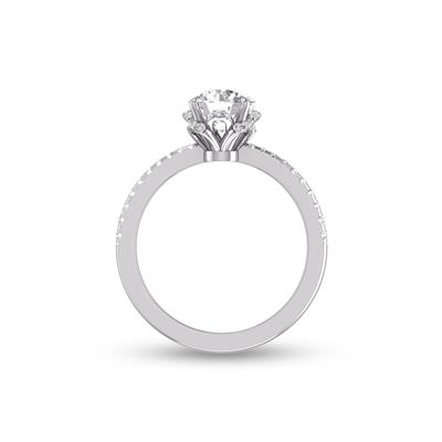 1.50 Carat Flower Shaped Round Diamond Solitaire Ring in Platinum